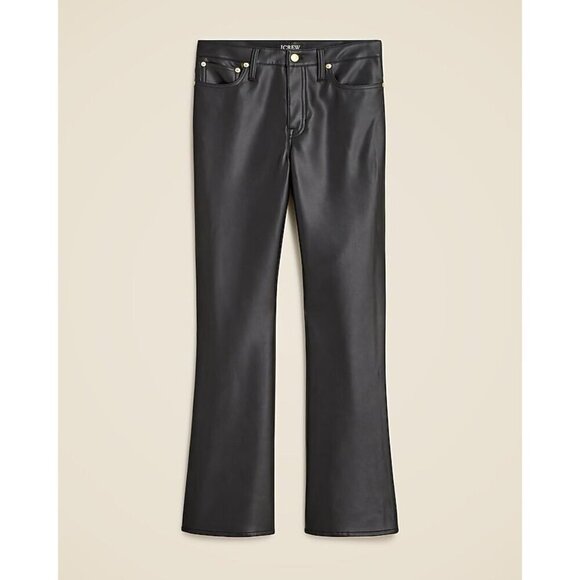 J Crew Womens High Rise Bootcut Pant Sz 32 Black Faux Leather Y2k Retro Flare - Picture 8 of 8
